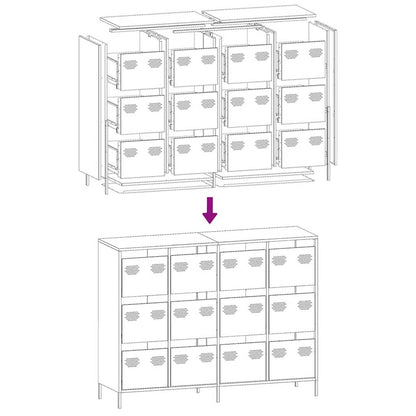 Dressoir 135x39x103,5 cm koudgewalst staal antracietkleurig