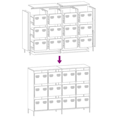 Dressoir 135x39x103,5 cm koudgewalst staal wit