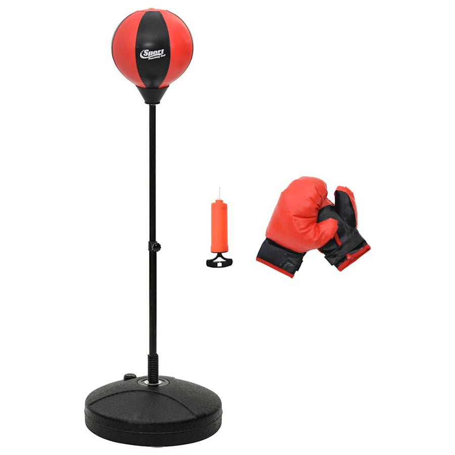 Boksballenset Met Handschoenen En Pomp Verstelbaar 81-122 Cm Rood