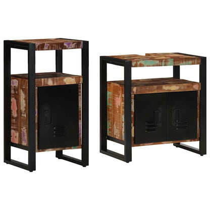 Badkamermeubelset met plank 2 pcs Bruin Massief gerecycled hout
