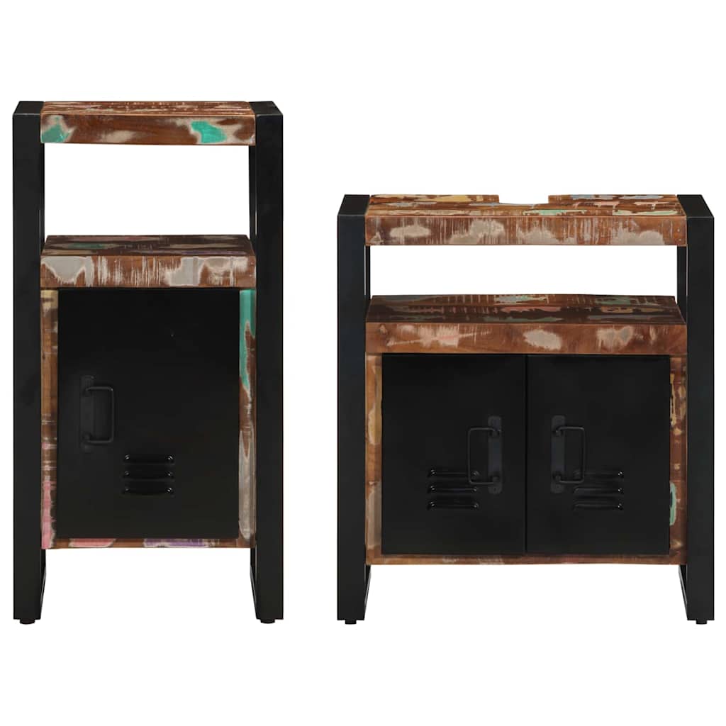 Badkamermeubelset met plank 2 pcs Bruin Massief gerecycled hout