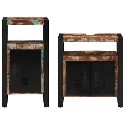 Badkamermeubelset met plank 2 pcs Bruin Massief gerecycled hout