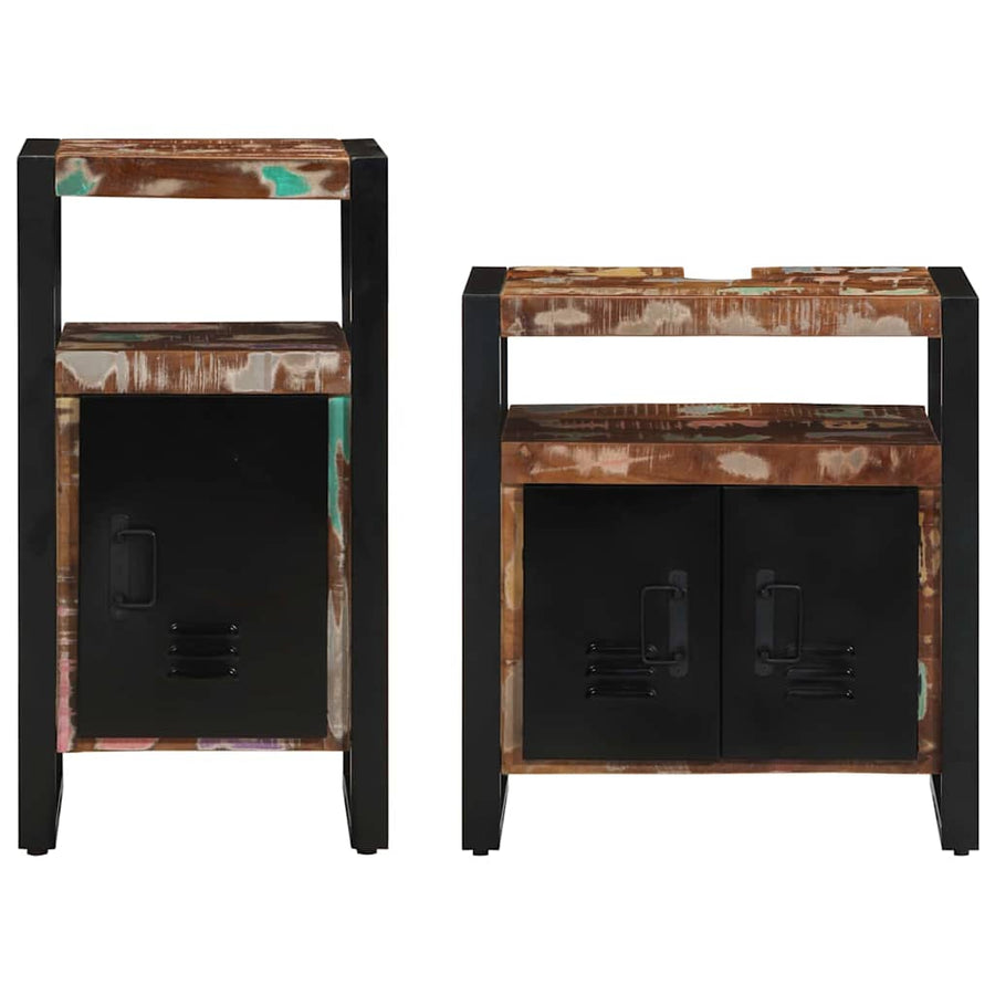 Badkamermeubelset met plank 2 pcs Bruin Massief gerecycled hout