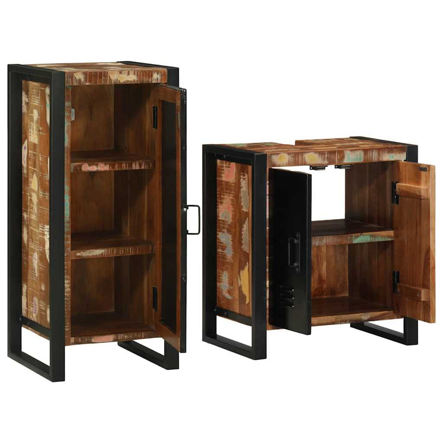Badkamermeubelset met lade 2 pcs Massief Gerecycled Hout