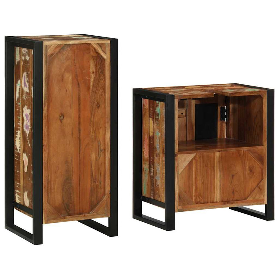Badkamermeubelset met lade 2 pcs Massief Gerecycled Hout