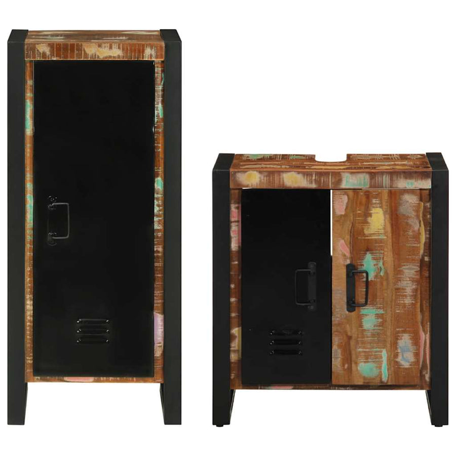 Badkamermeubelset met lade 2 pcs Massief Gerecycled Hout
