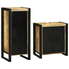 Bathroom cabinet set with shelf 2 pcs Brown Solid Mango Wood