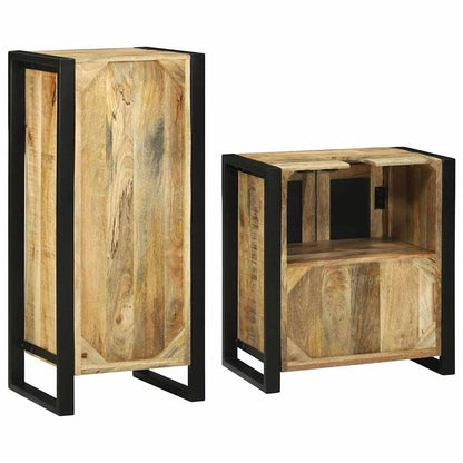Badkamermeubelset met plank 2 pcs Bruin Massief Mango Hout