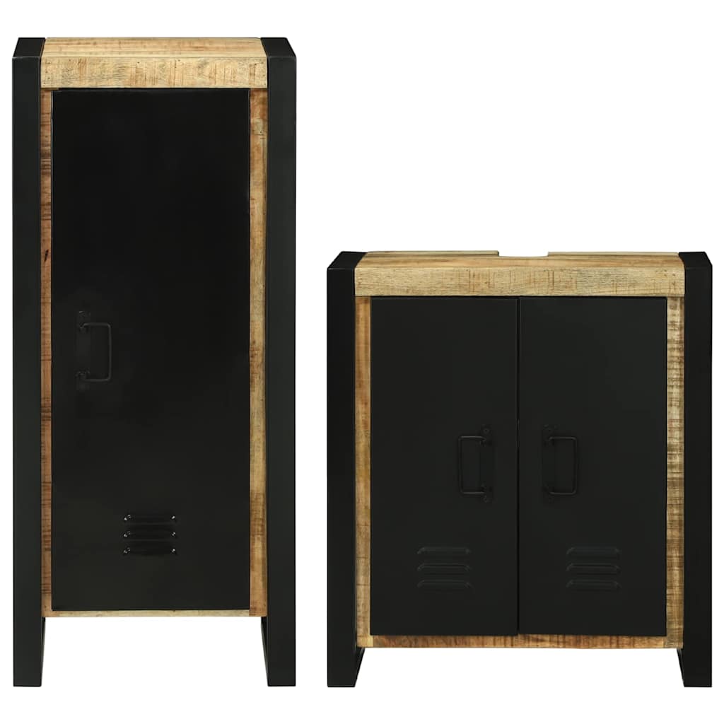 Badkamermeubelset met plank 2 pcs Bruin Massief Mango Hout