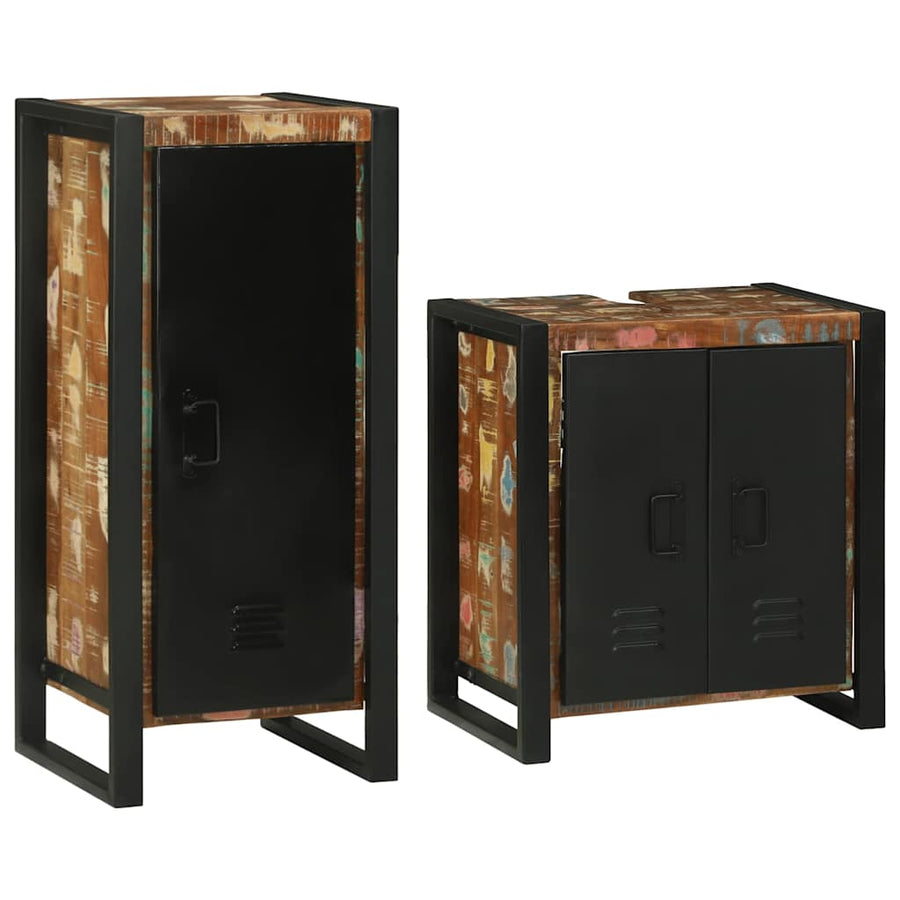 Badkamermeubelset 2 pcs Multikleur Massief gerecycled hout