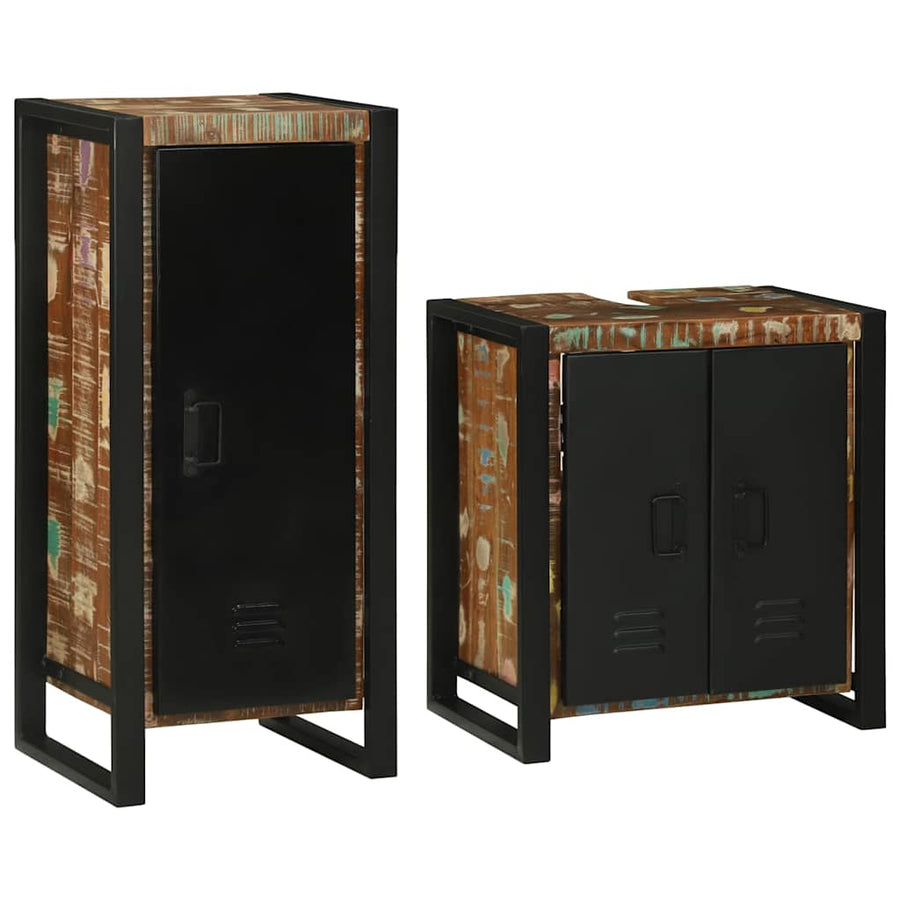 Badkamermeubelset 2 pcs Multikleur Massief gerecycled hout