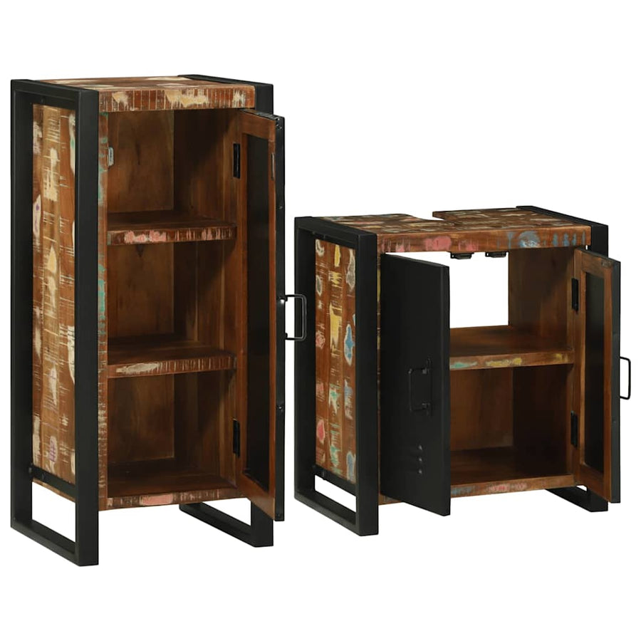 Badkamermeubelset 2 pcs Multikleur Massief gerecycled hout
