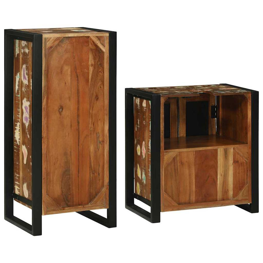 Badkamermeubelset 2 pcs Multikleur Massief gerecycled hout