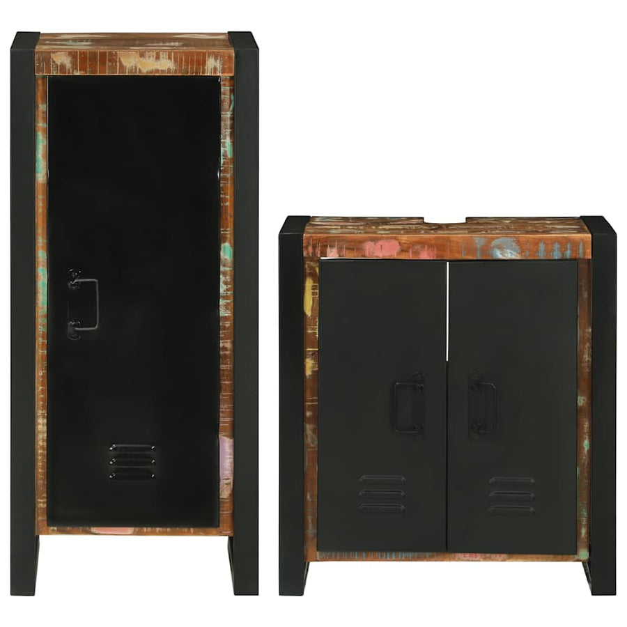 Badkamermeubelset 2 pcs Multikleur Massief gerecycled hout