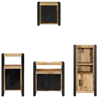 Badkamermeubelset Met Plank 4 Pcs Bruin Massief Mango Hout massief mangohout
