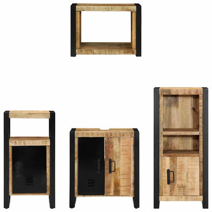 Badkamermeubelset Met Plank 4 Pcs Bruin Massief Mango Hout massief mangohout