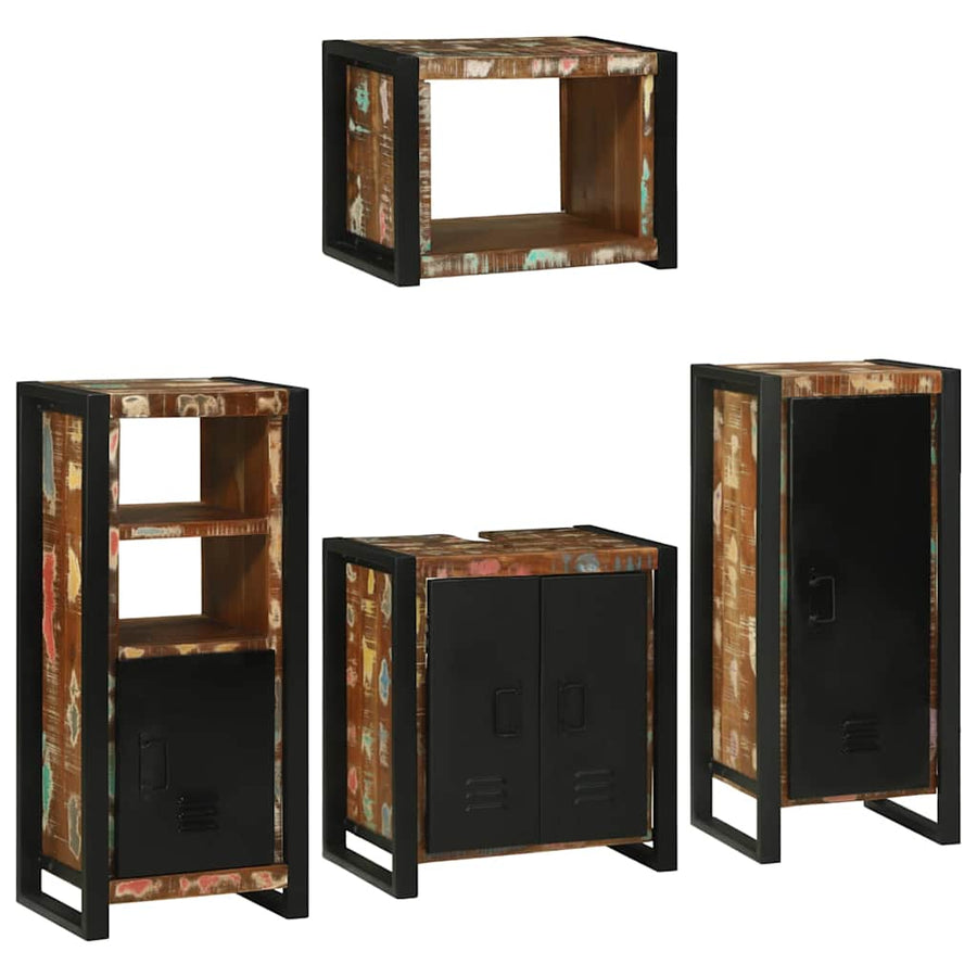 Badkamermeubelset 4 pcs Multikleur Massief gerecycled hout