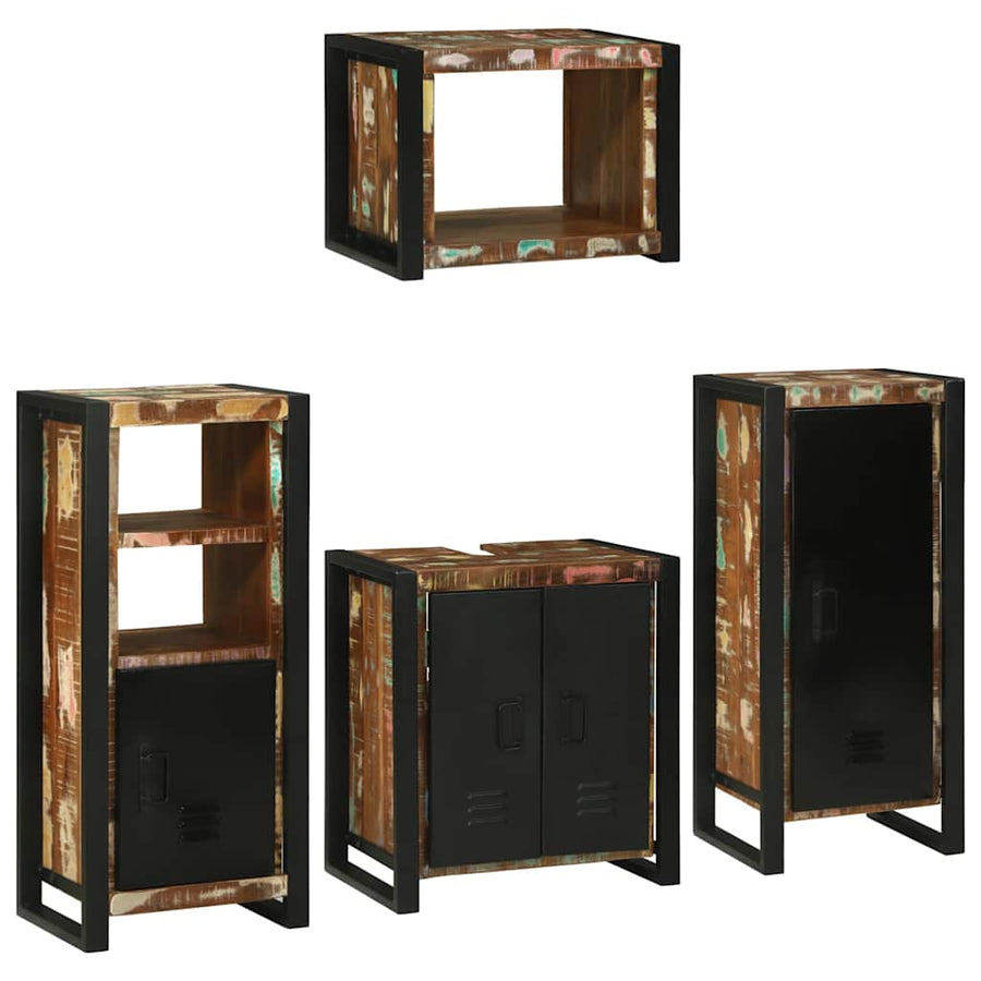 Badkamermeubelset 4 pcs Multikleur Massief gerecycled hout