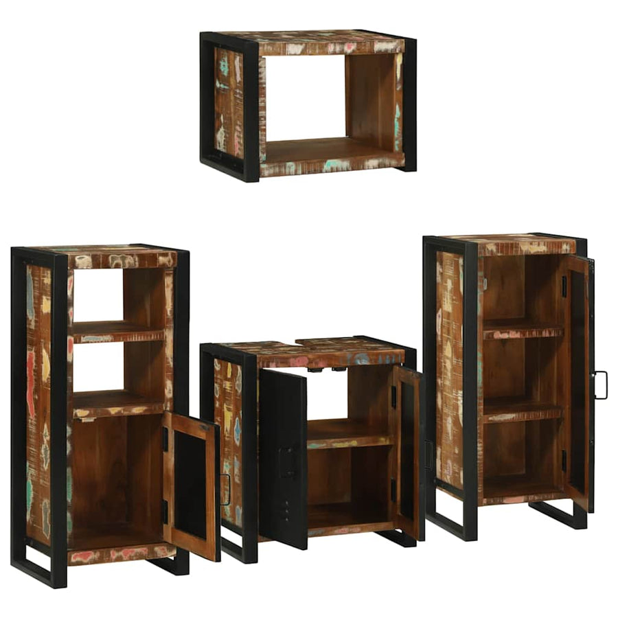 Badkamermeubelset 4 pcs Multikleur Massief gerecycled hout