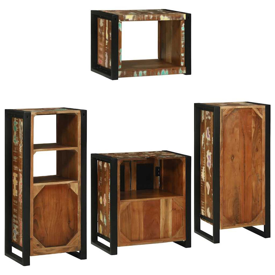 Badkamermeubelset 4 pcs Multikleur Massief gerecycled hout