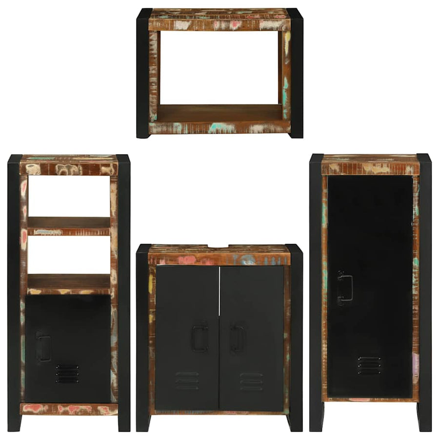 Badkamermeubelset 4 pcs Multikleur Massief gerecycled hout
