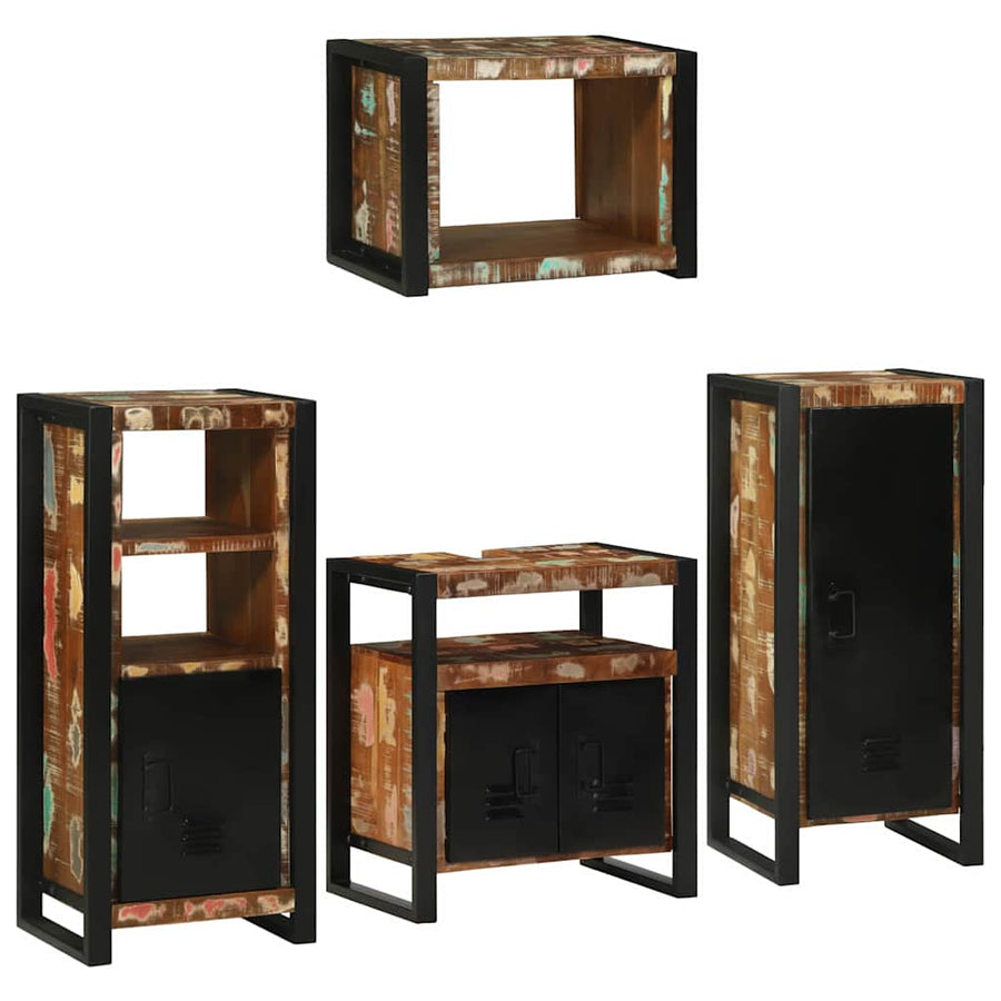Badkamermeubelset 4 pcs Multikleur Massief gerecycled hout