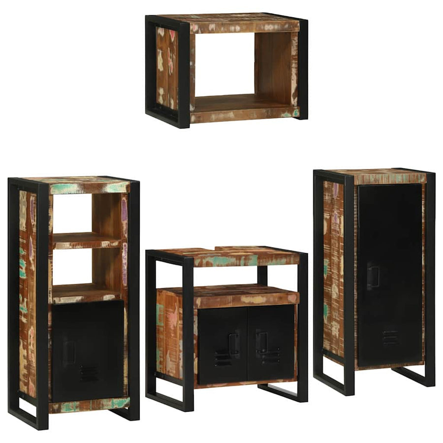 Badkamermeubelset 4 pcs Multikleur Massief gerecycled hout