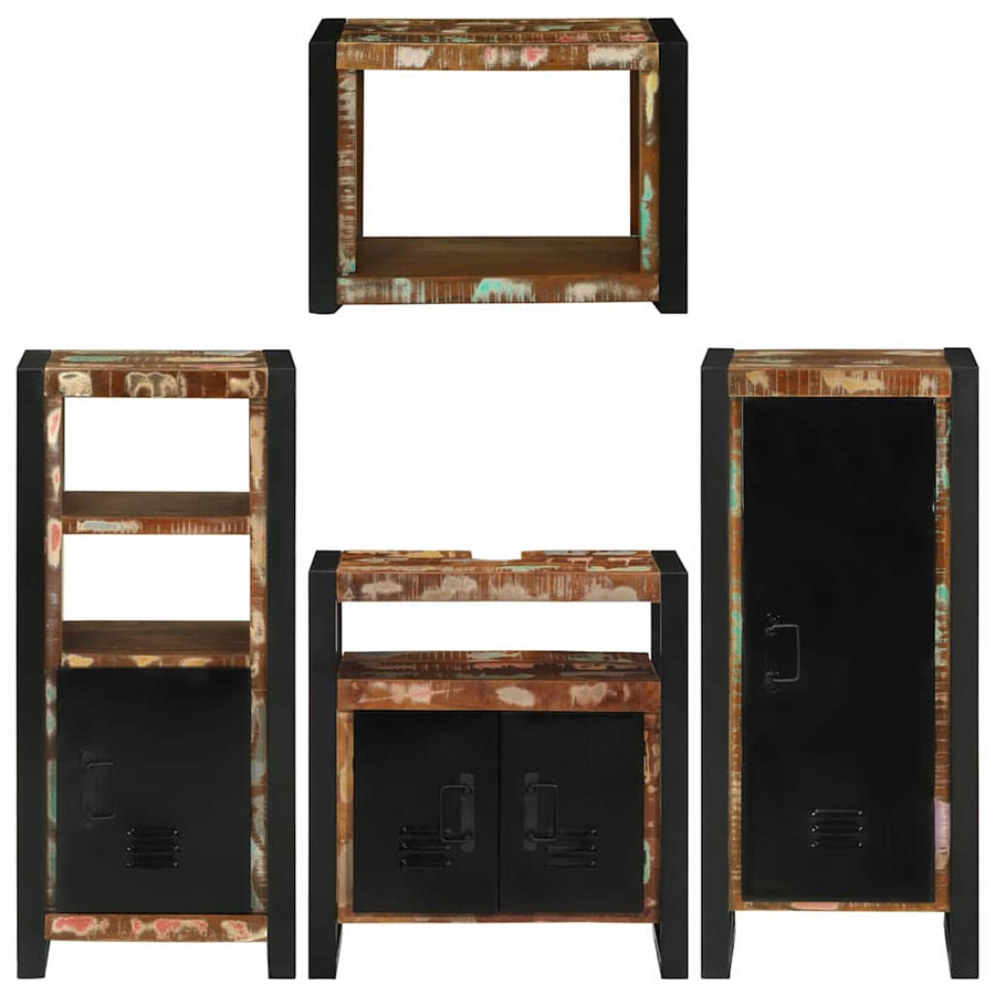 Badkamermeubelset 4 pcs Multikleur Massief gerecycled hout
