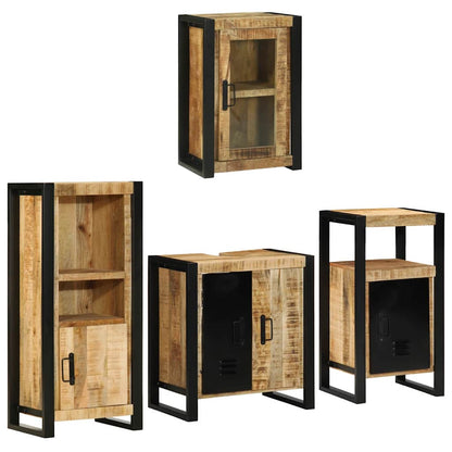 Badkamermeubelset Wandgemonteerd 4 pcs Bruin Massief Mango Hout