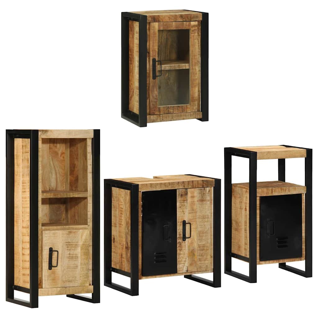 Badkamermeubelset Wandgemonteerd 4 pcs Bruin Massief Mango Hout
