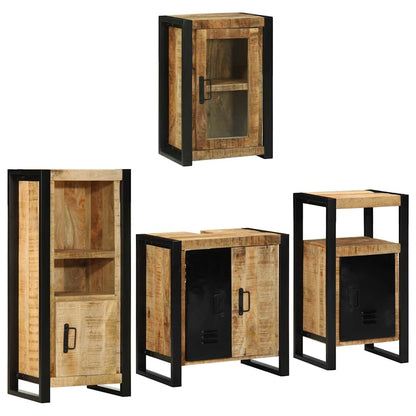 Badkamermeubelset Wandgemonteerd 4 pcs Bruin Massief Mango Hout
