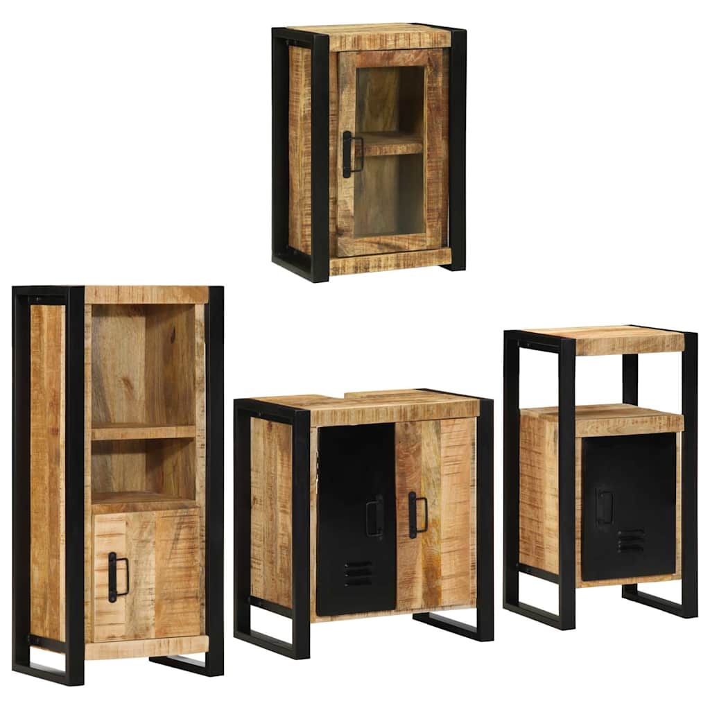 Badkamermeubelset Wandgemonteerd 4 pcs Bruin Massief Mango Hout