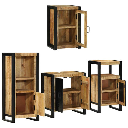 Badkamermeubelset Wandgemonteerd 4 pcs Bruin Massief Mango Hout