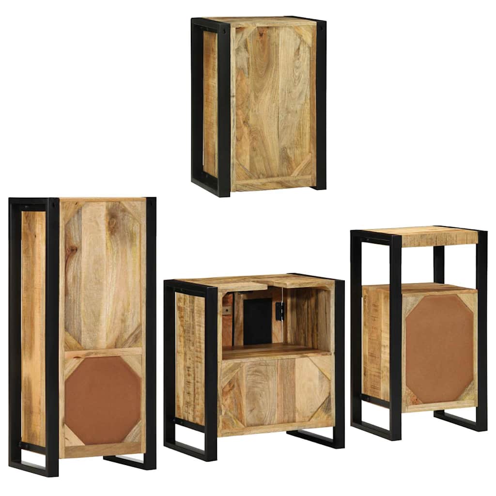 Badkamermeubelset Wandgemonteerd 4 pcs Bruin Massief Mango Hout