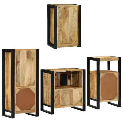 Badkamermeubelset Wandgemonteerd 4 pcs Bruin Massief Mango Hout