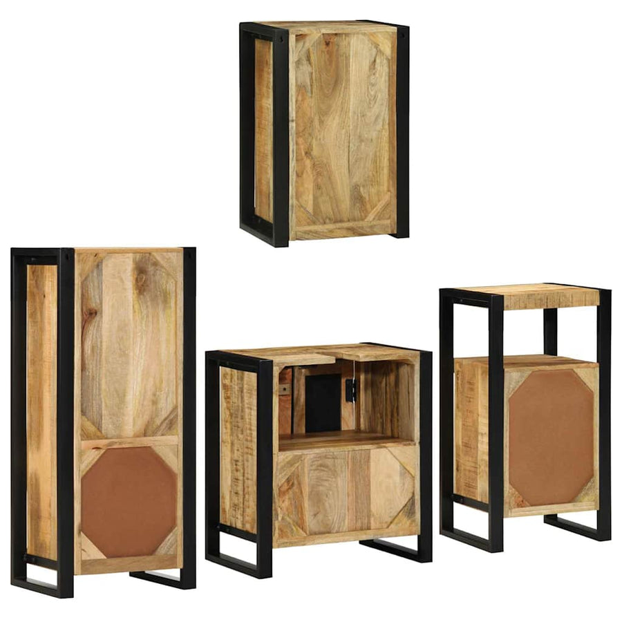 Badkamermeubelset Wandgemonteerd 4 pcs Bruin Massief Mango Hout