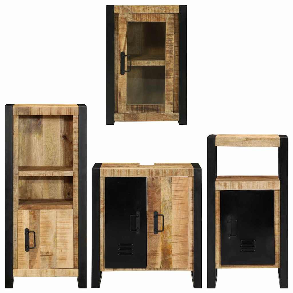 Badkamermeubelset Wandgemonteerd 4 pcs Bruin Massief Mango Hout