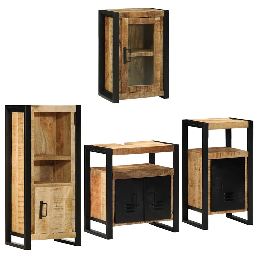 Badkamermeubelset Wandgemonteerd 4 pcs Bruin Massief Mango Hout