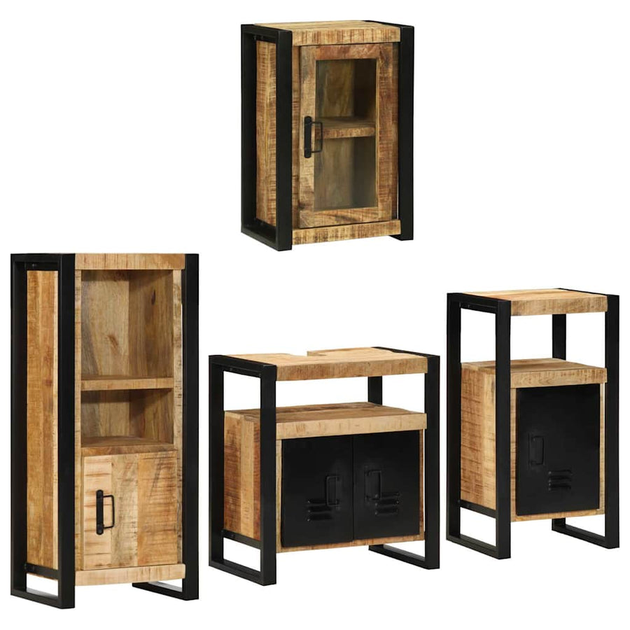 Badkamermeubelset Wandgemonteerd 4 pcs Bruin Massief Mango Hout