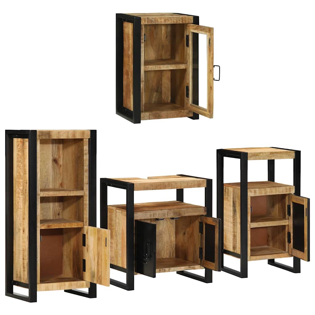 Badkamermeubelset Wandgemonteerd 4 pcs Bruin Massief Mango Hout