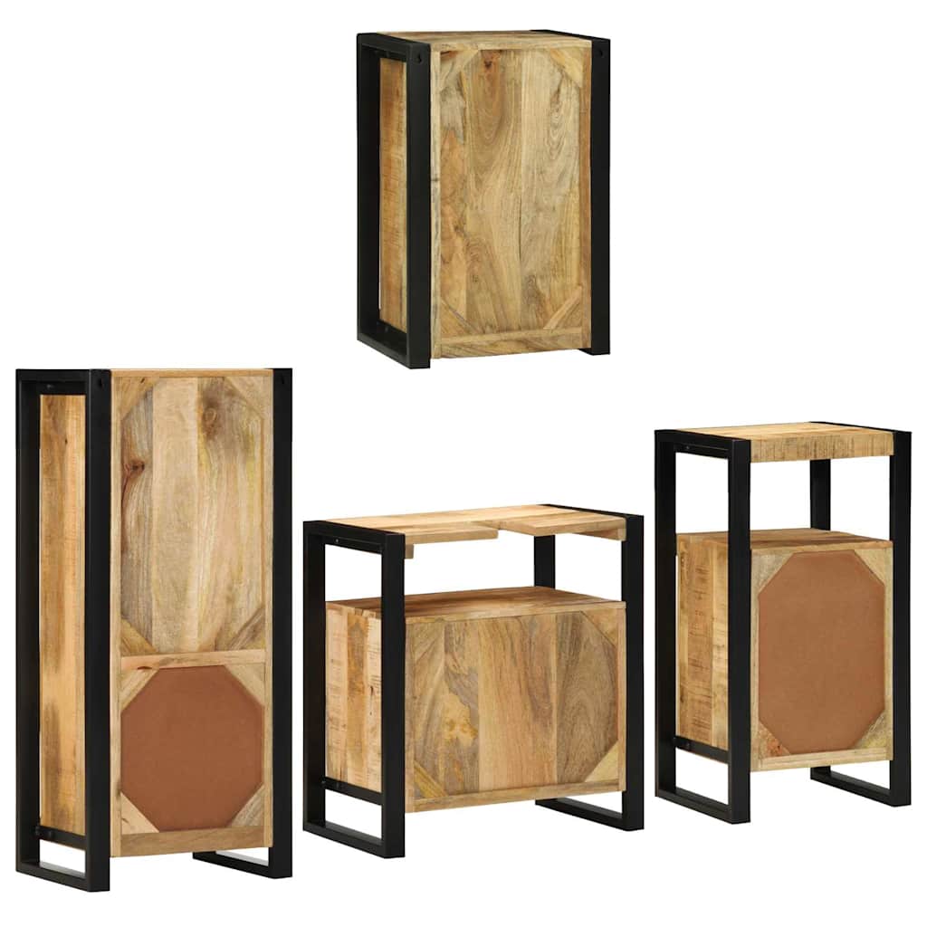 Badkamermeubelset Wandgemonteerd 4 pcs Bruin Massief Mango Hout