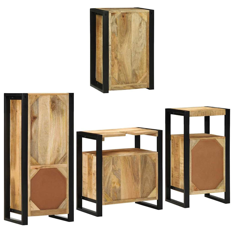 Badkamermeubelset Wandgemonteerd 4 pcs Bruin Massief Mango Hout