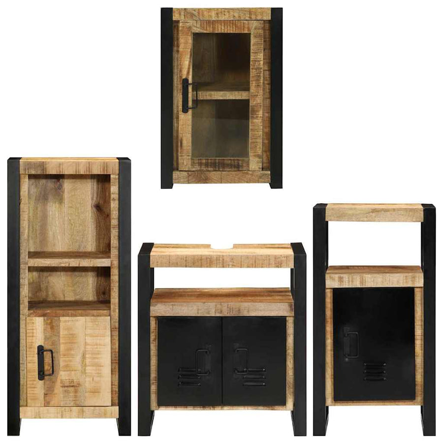 Badkamermeubelset Wandgemonteerd 4 pcs Bruin Massief Mango Hout