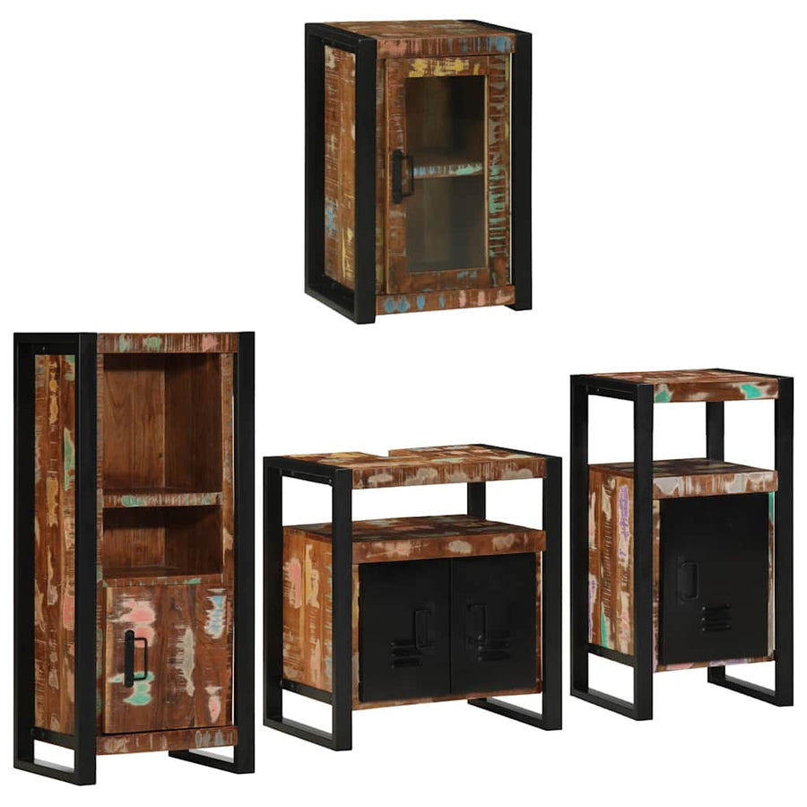 Badkamermeubelset 4 pcs Multikleur Massief gerecycled hout