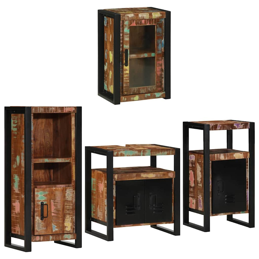 Badkamermeubelset 4 pcs Multikleur Massief gerecycled hout