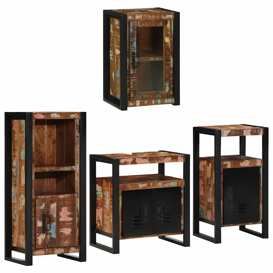 Badkamermeubelset 4 pcs Multikleur Massief gerecycled hout
