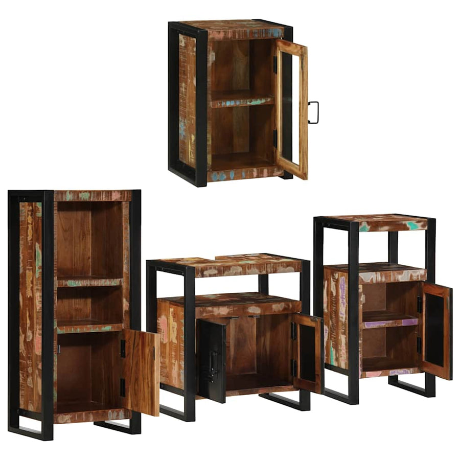 Badkamermeubelset 4 pcs Multikleur Massief gerecycled hout