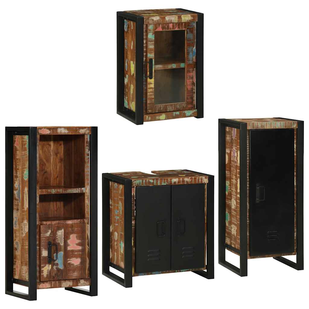 Badkamermeubelset 4 pcs Multikleur Massief gerecycled hout