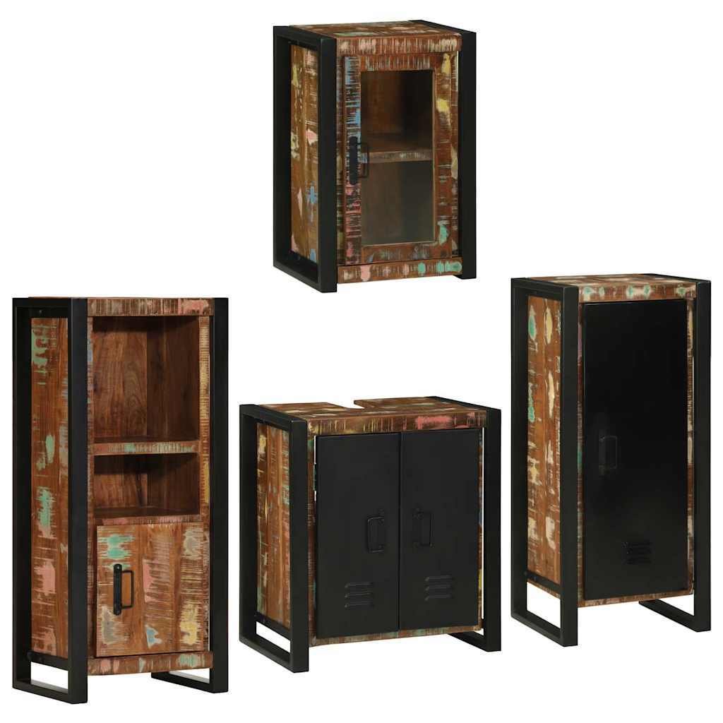 Badkamermeubelset 4 pcs Multikleur Massief gerecycled hout