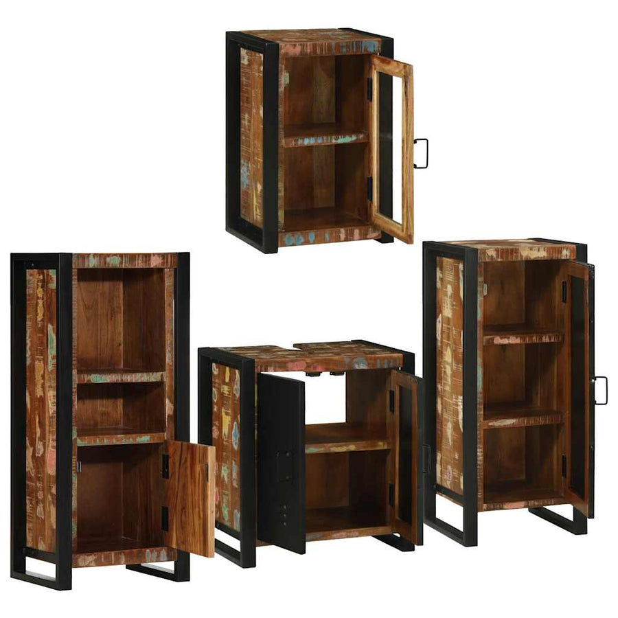 Badkamermeubelset 4 pcs Multikleur Massief gerecycled hout